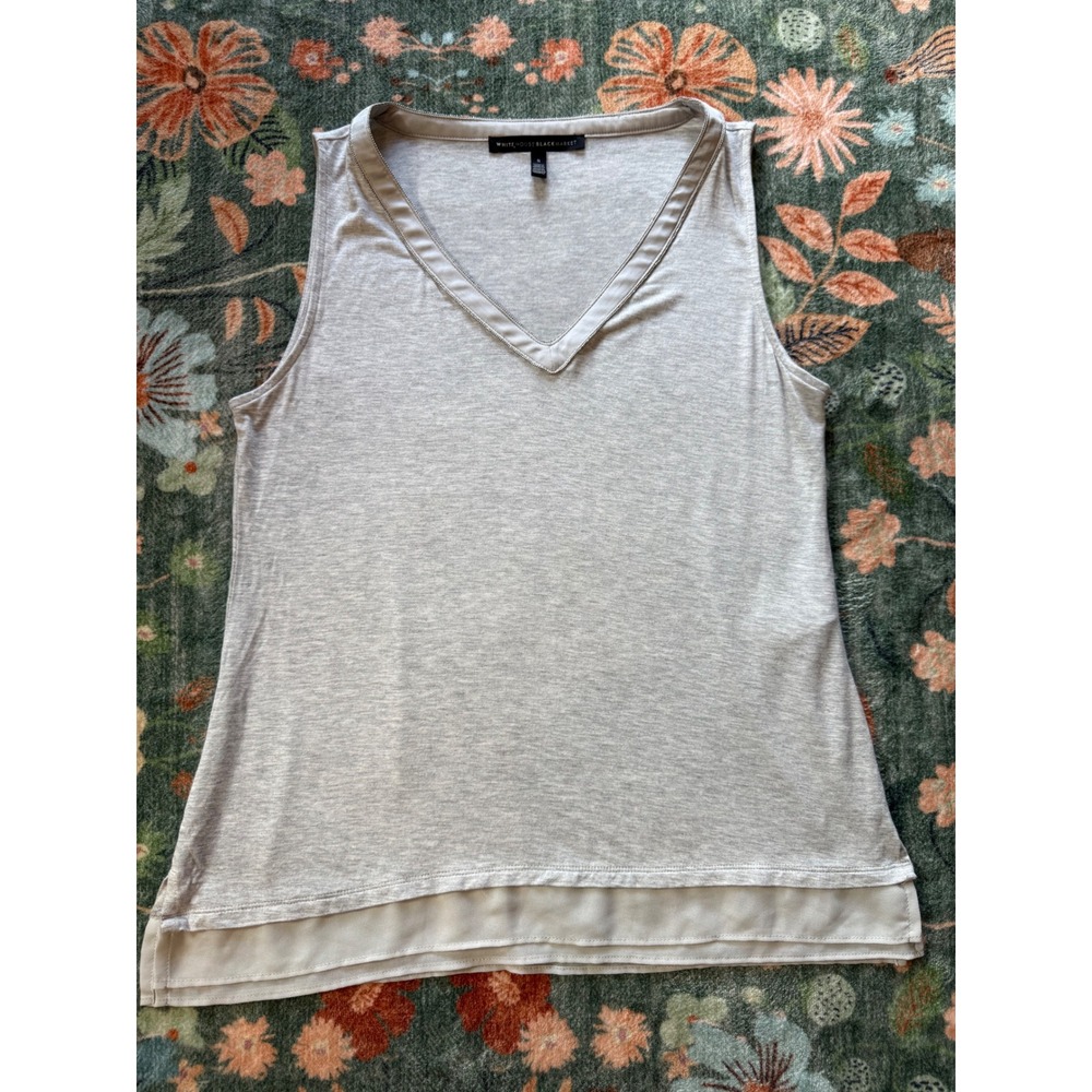 White House Black Market Gray V-Neck Sleeveless Layered Tank Top 001-18W00485 S
